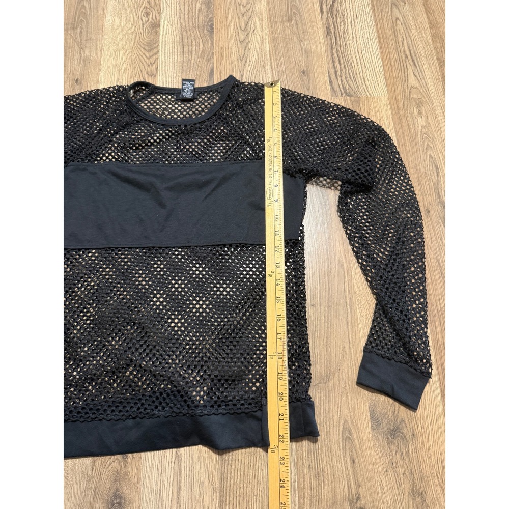 rue21 Mesh Top Womens Small Black Long Sleeve Net Overlay Goth Punk - Picture 8 of 9